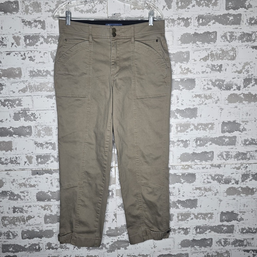 Democracy Jeans Womens 10 Ab-Solution Tapered Utility Pant With Snap Hem‎ Walnut